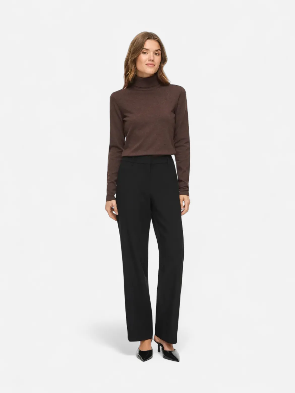 Vila naisten neulepusero Vimalu Rollneck, Coffee Bean Melange