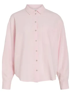 Vila naisten paitapusero VIPRISILLA L/S Loose Shirt, vaaleanpunainen