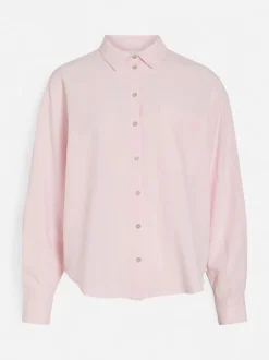 Vila naisten paitapusero VIPRISILLA L/S Loose Shirt, vaaleanpunainen