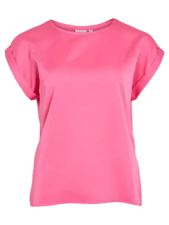 Vila naisten paita VIEllette S/S Satin Top - Noos, Sangria Sunset