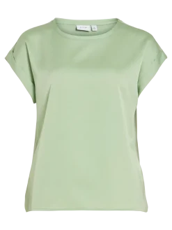 Vila naisten paita Viellette S/S Satin Top, Smoke Green