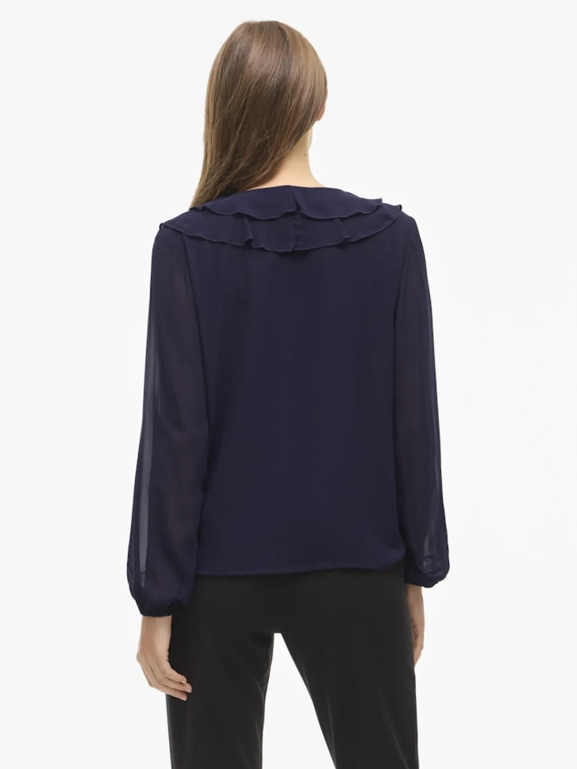 Vila Naisten Pusero Viane V-Neck Frill Top, Rhodonite
