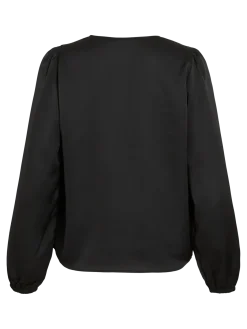 Vila naisten pusero Vielette L/S Smock Satin Top, musta