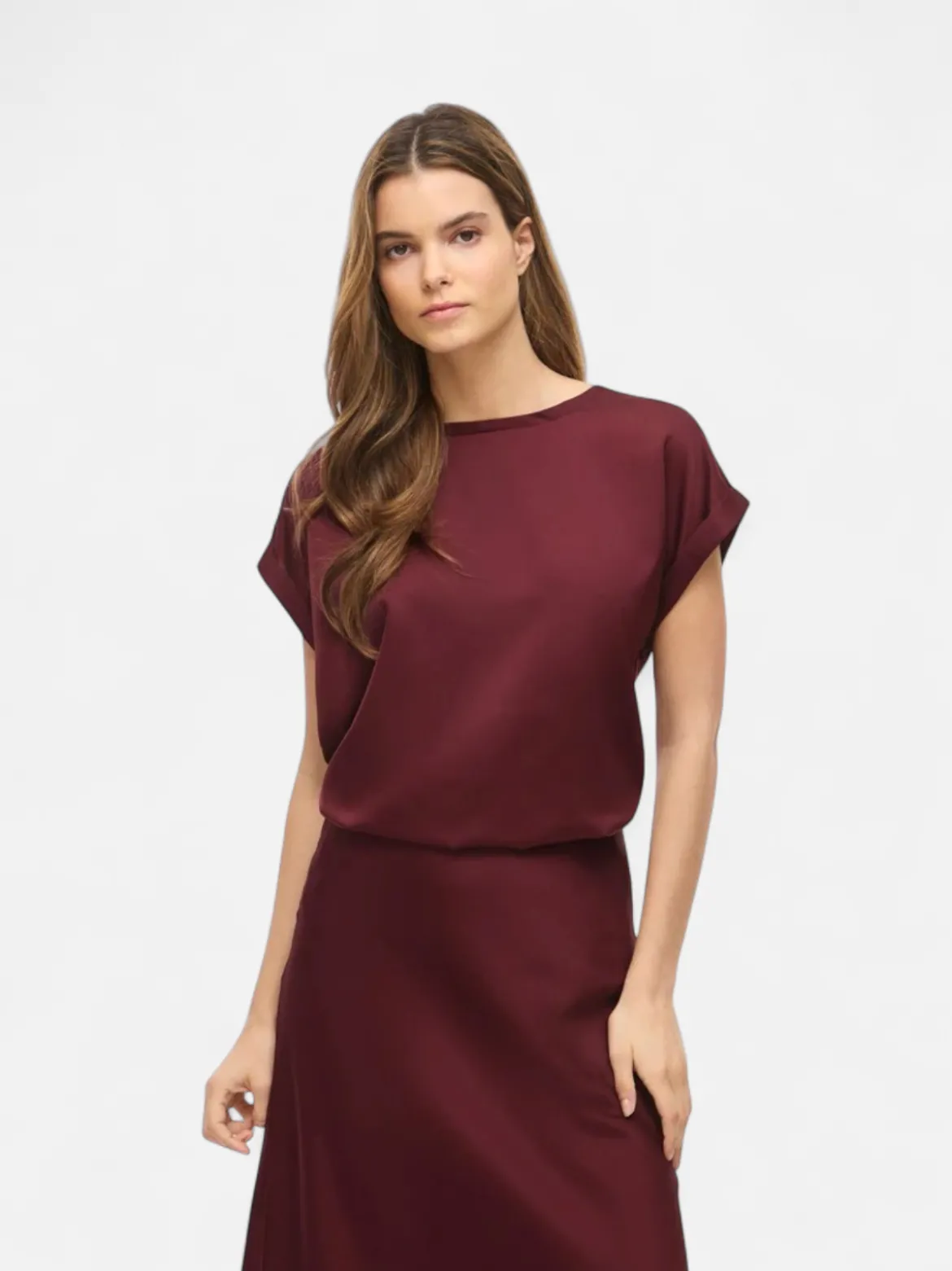 Vila naisten pusero Viellette SS Satin Top, Port Royale