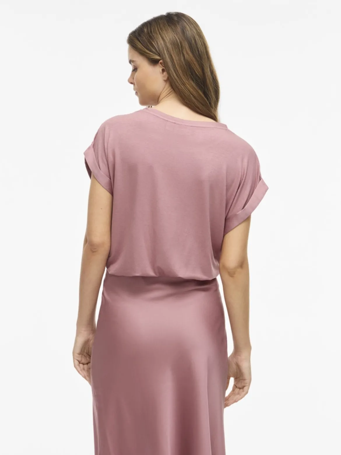 Vila naisten Topit Viellett e S/S Satin Top, Nostalgia Rose