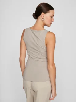 Vila naisten toppi Vikenza U-Neck S/L, Silver Gray