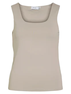 Vila naisten toppi Vikenza U-Neck S/L, Silver Gray