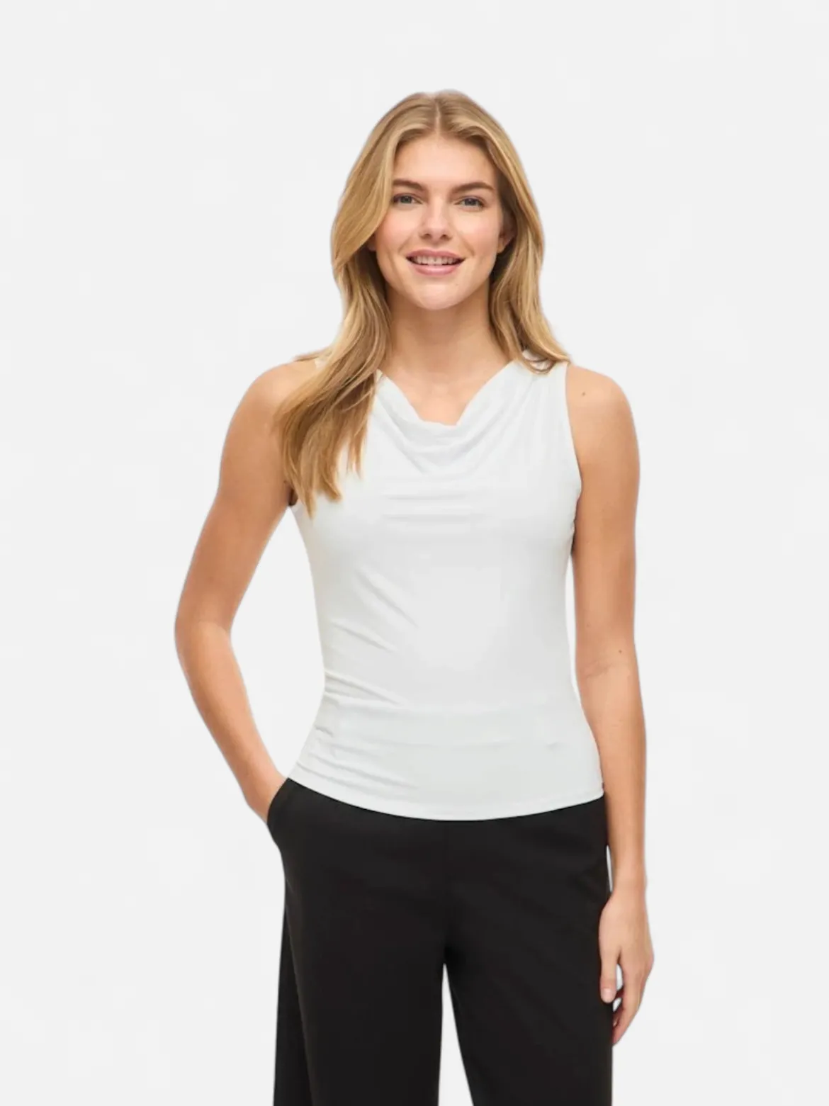 Vila Naisten Toppi Vikenza Waterfall Sleeveless Top, valkoinen