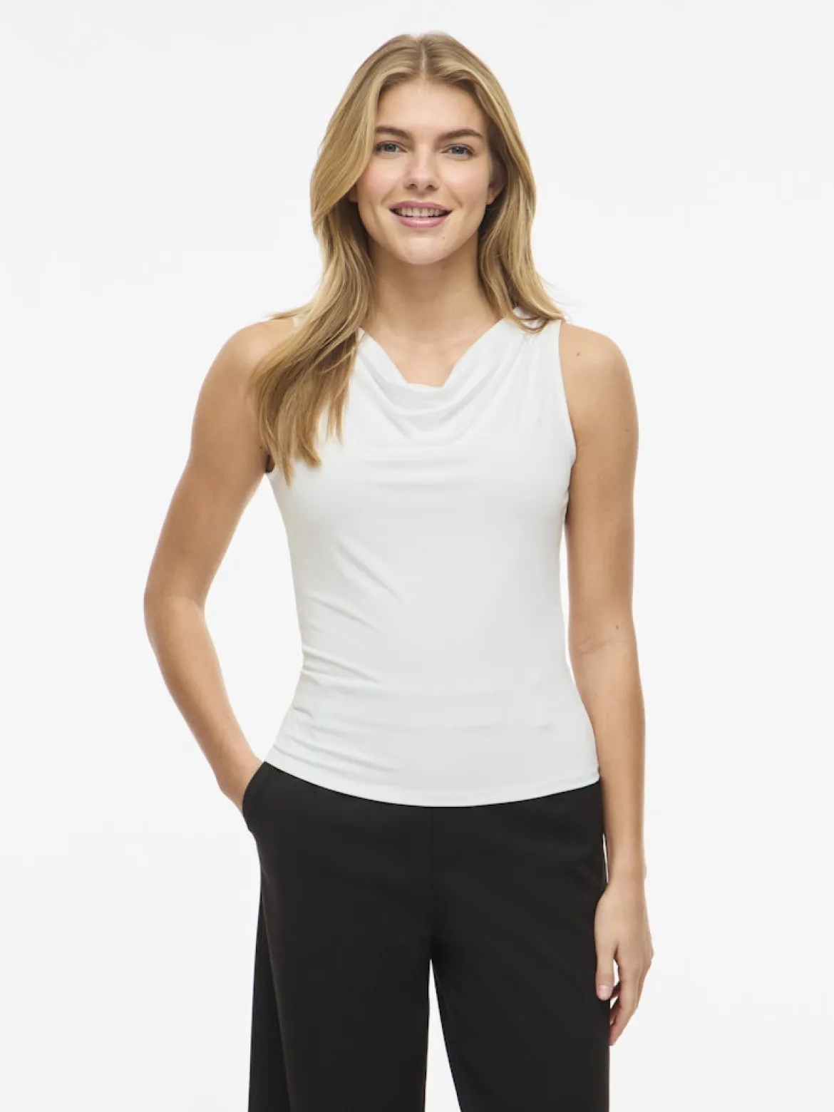 Vila Naisten Toppi Vikenza Waterfall Sleeveless Top, valkoinen