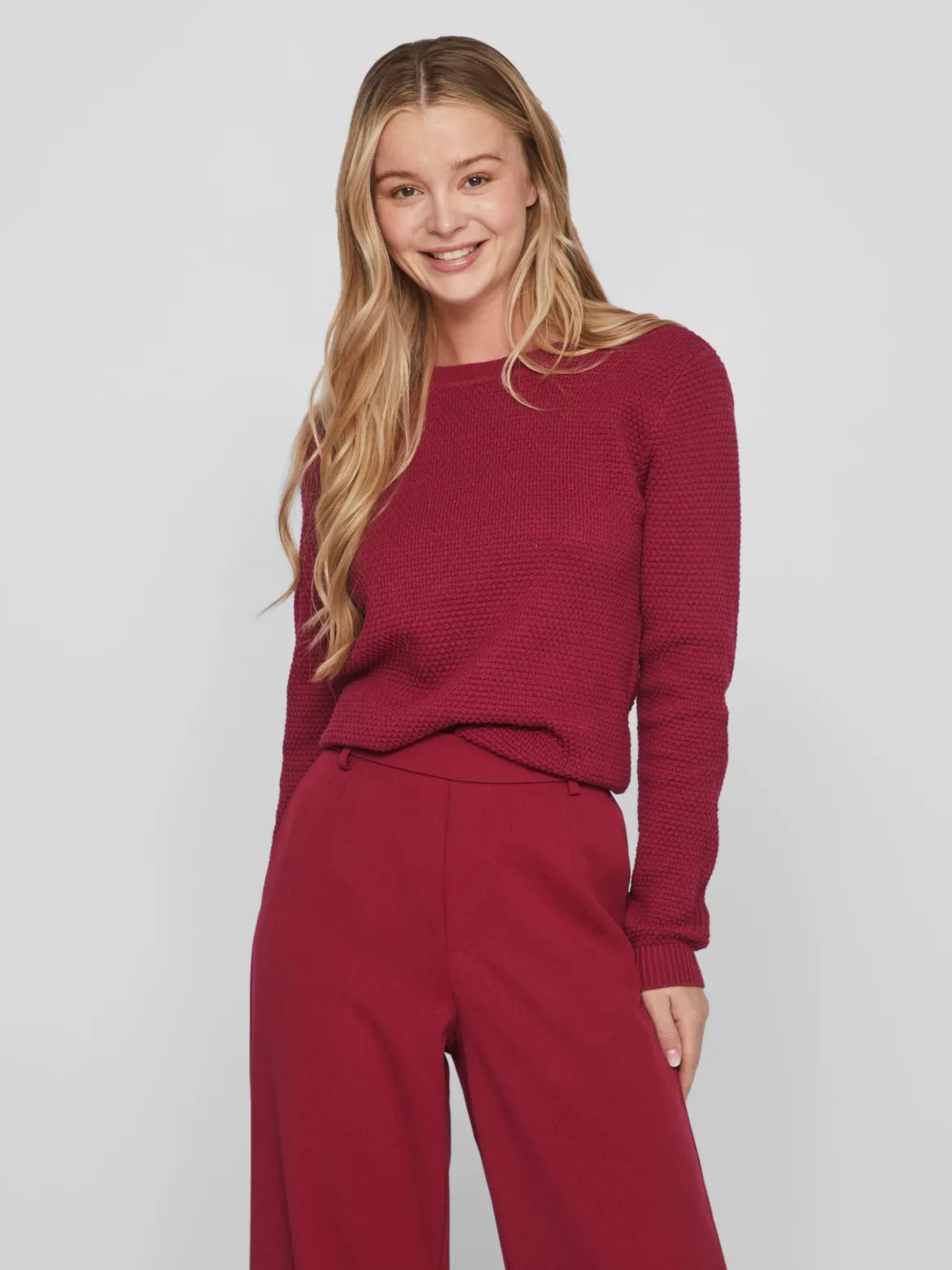 Vila neule, VIDALO O-NECK L/S KNIT TOP Pinkki
