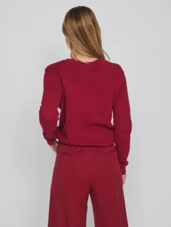 Vila neule, VIDALO O-NECK L/S KNIT TOP Pinkki