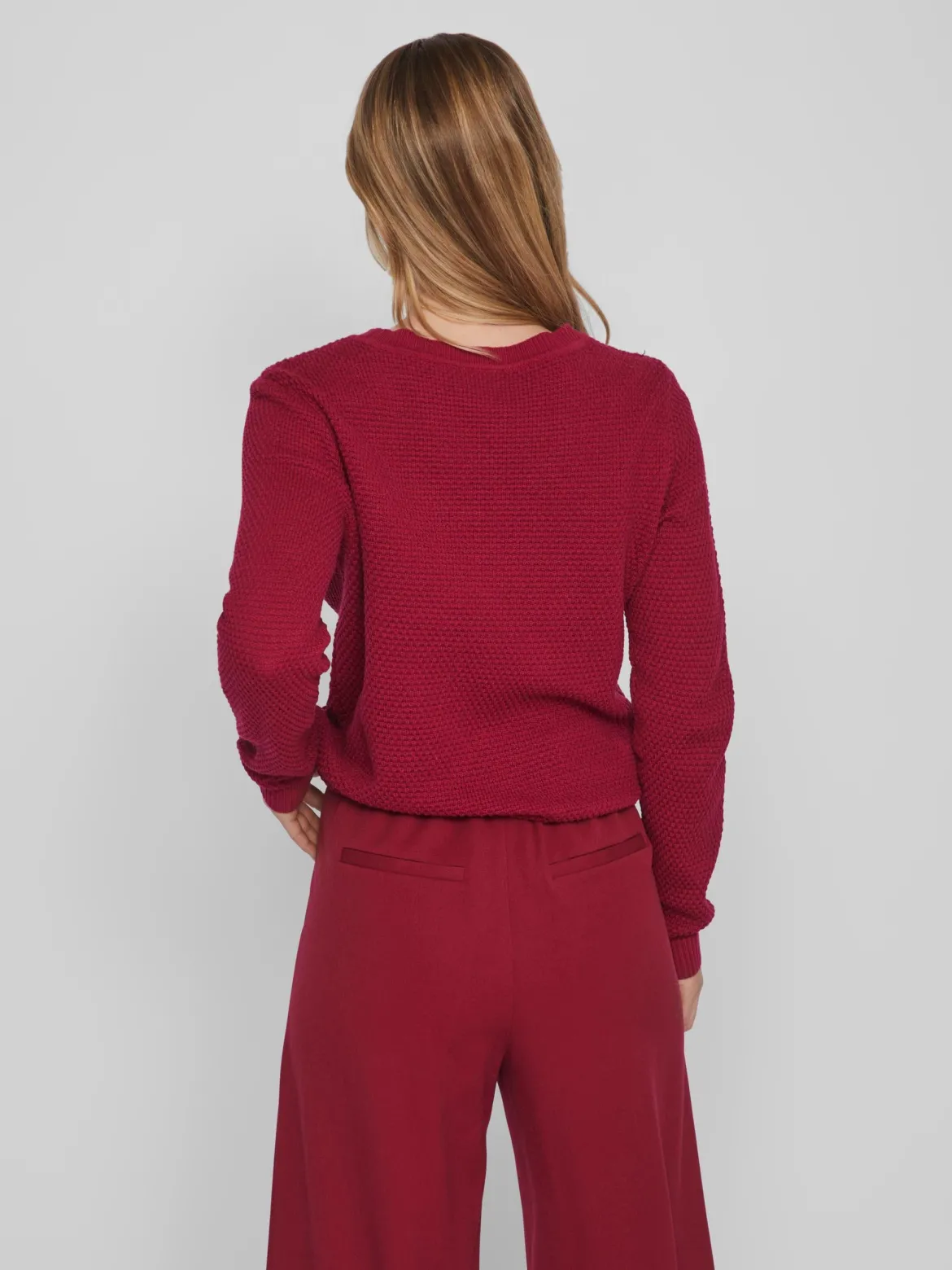 Vila neule, VIDALO O-NECK L/S KNIT TOP Pinkki