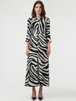 Y.A.S mekko Yassavanna Long Shirt Dress, Birch Zebra Print