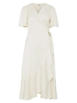 Y.A.S mekko YASTHEA 2/4 MIDI WRAP DRESS S. NOOS, Gardenia
