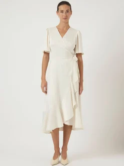 Y.A.S mekko YASTHEA 2/4 MIDI WRAP DRESS S. NOOS, Gardenia
