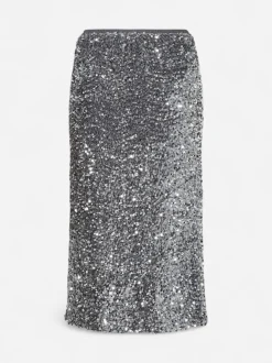 Y.A.S naisten hame YASVALERA HW LONG SKIRT, Medium Grey Melange