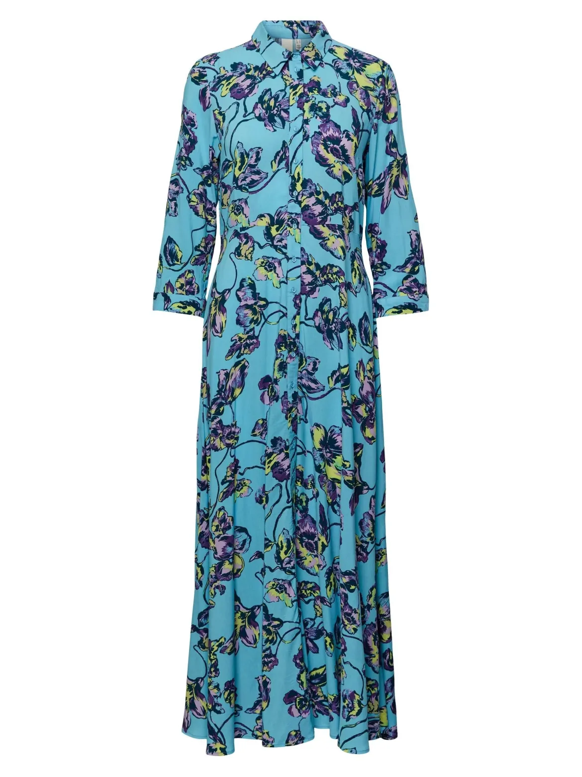 Y.A.S Naisten Maksimekko YASSAVANNA LONG SHIRT DRESS Kuosivaaleansininen