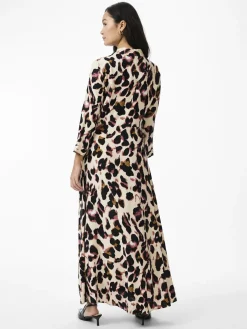 Y.A.S Naisten Maksimekko YASSAVANNA LONG SHIRT DRESS Beige Kuosi
