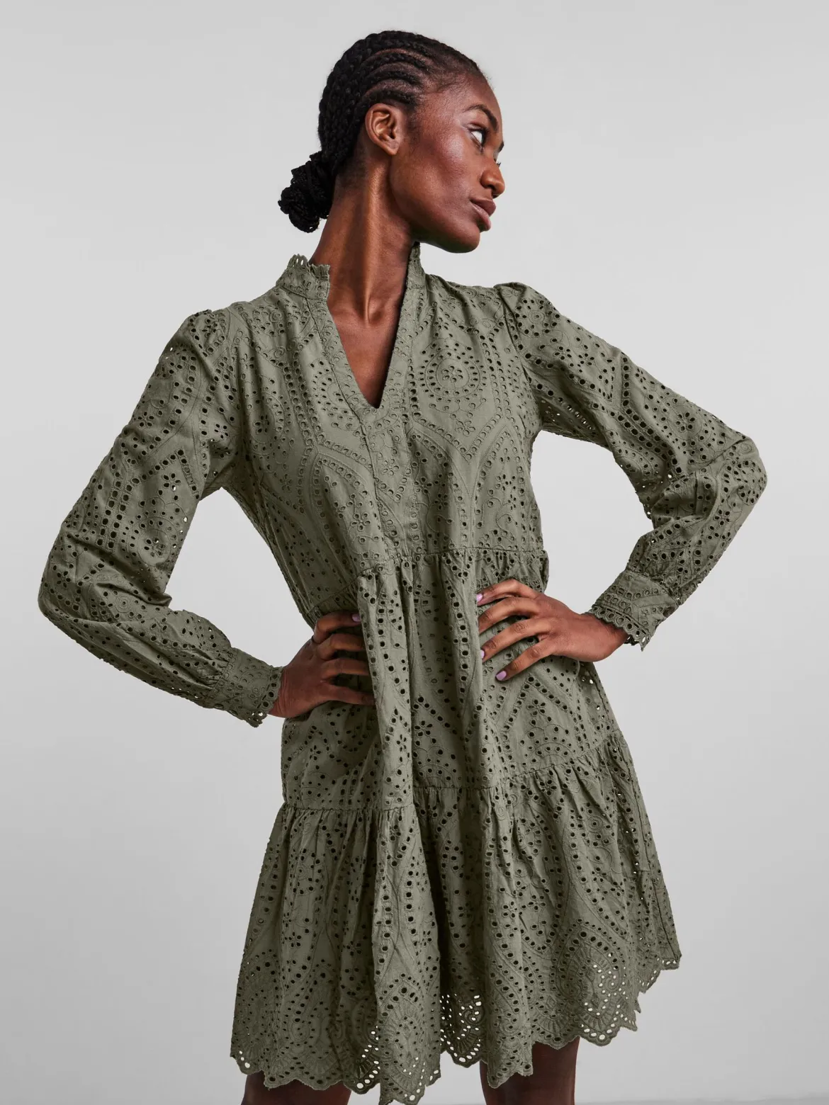 Y.A.S Naisten Mekko YASHOLI LS DRESS S Ruskeanharmaa