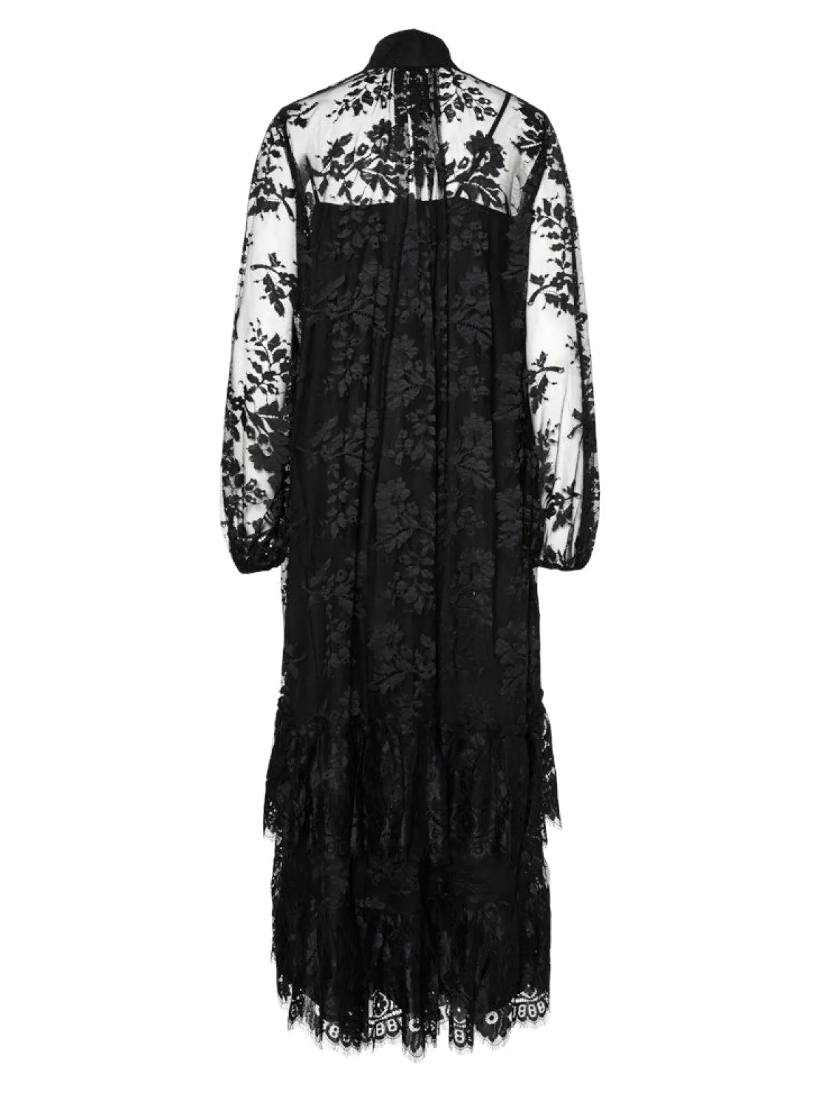 Y.A.S naisten mekko YASLACILLA LS LACE LONG DRESS, musta