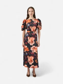 Y.A.S naisten mekko YASPella 2/4 Long Dress S., Black Pilana Aop