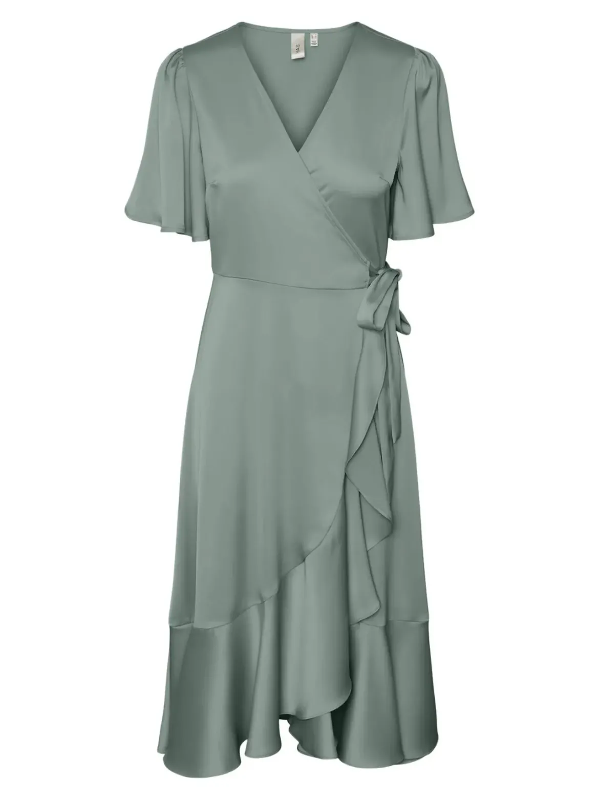 Y.A.S Naisten Mekko, YASTHEA 2/4 MIDI WRAP DRESS Green Milieu