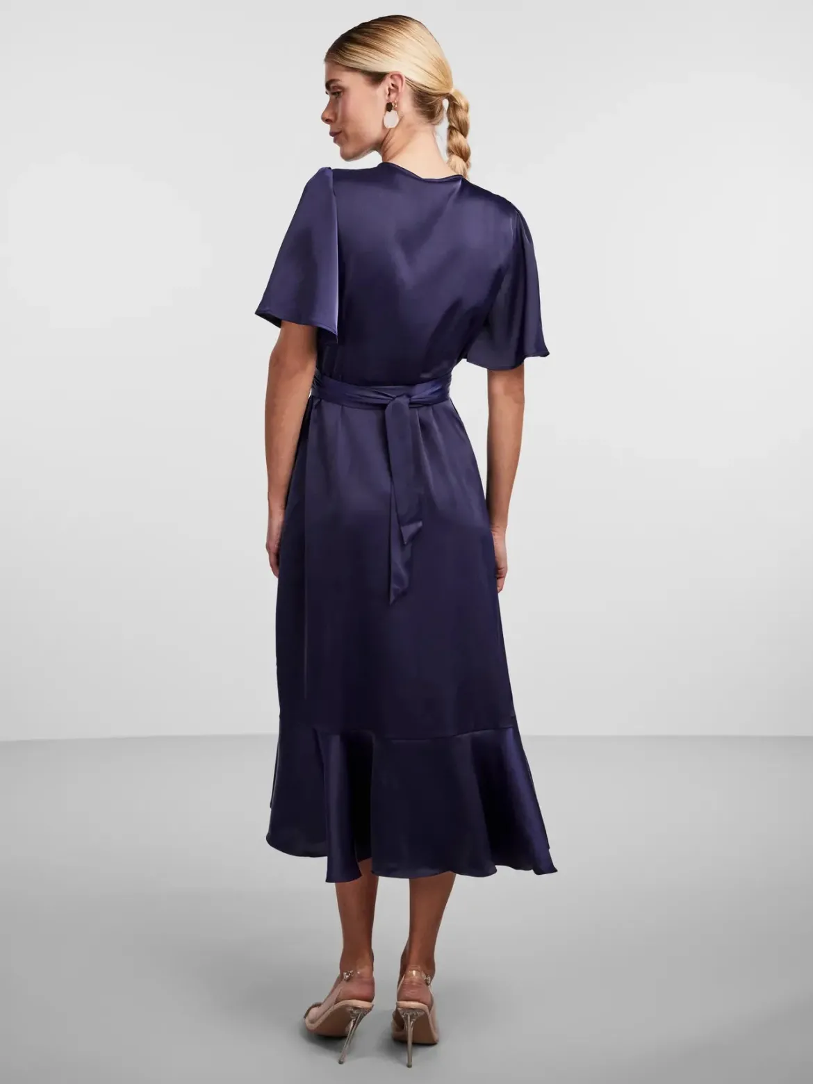 Y.A.S Naisten Mekko, YASTHEA 2/4 MIDI WRAP DRESS Evening Blue