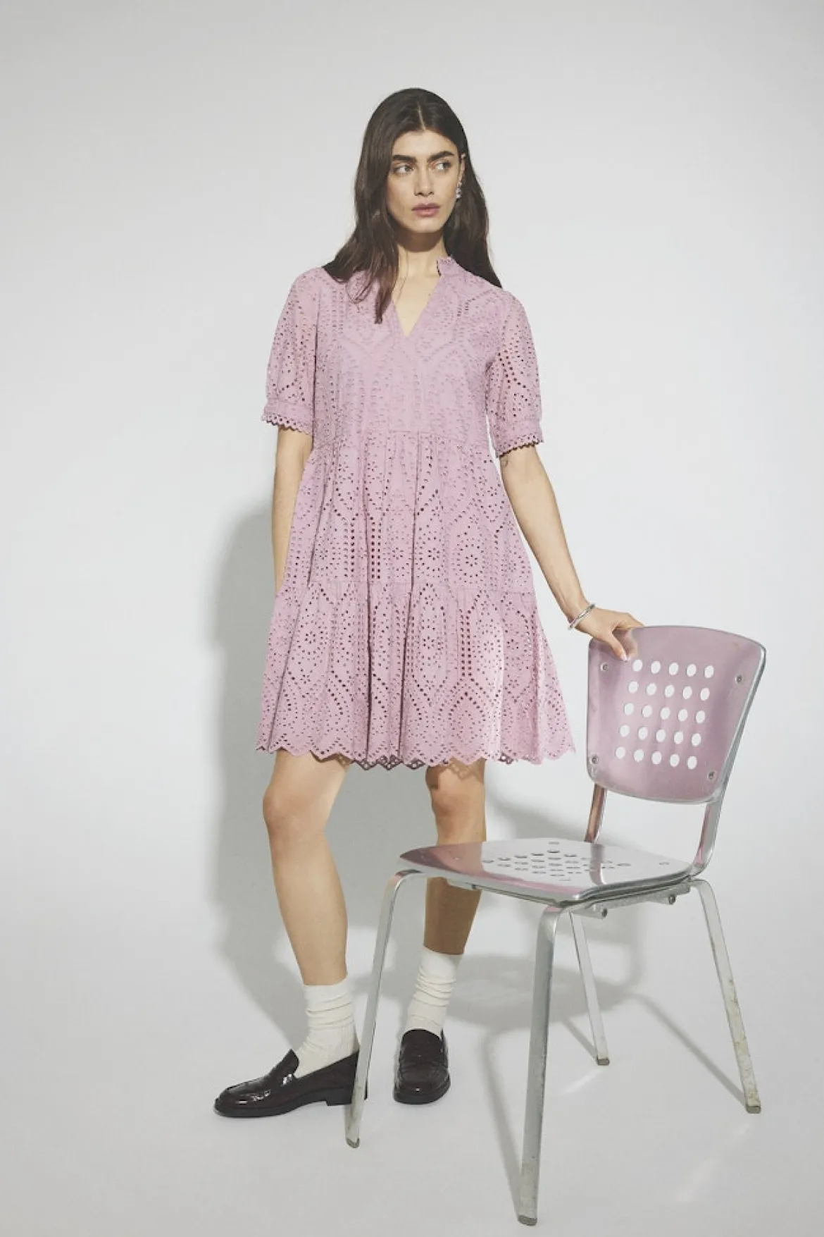 Y.A.S Naisten Minimekko YASHOLI SS DRESS Vaaleanpunainen