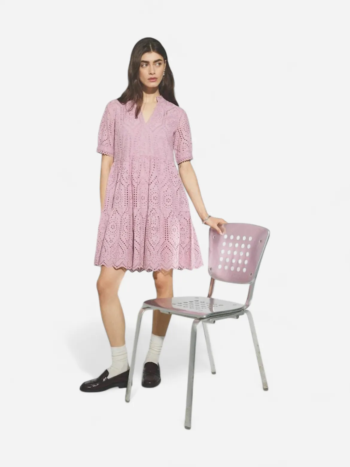 Y.A.S Naisten Minimekko YASHOLI SS DRESS Vaaleanpunainen