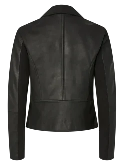Y.A.S naisten nahkatakki, YASSOPHIE LEATHER JACKET Black