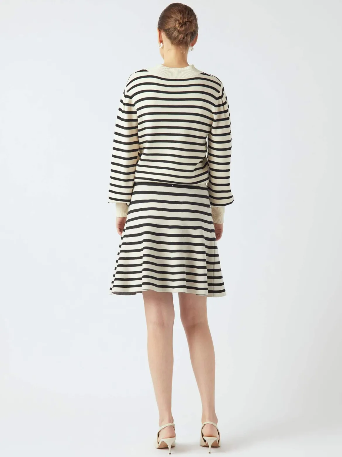 Y.A.S Naisten Neulepusero, YASFONNY LS KNIT PULLOVER S. NOOS Raidallinen Valkoinen
