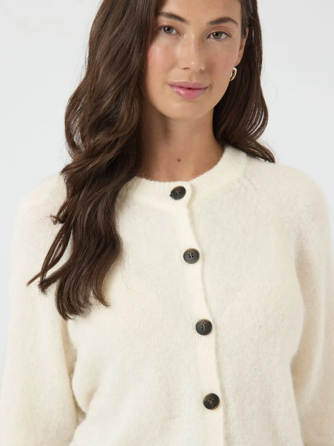 Y.A.S naisten neuletakki YASJOHI Wool Blend Knitted Cardigan, Pristine
