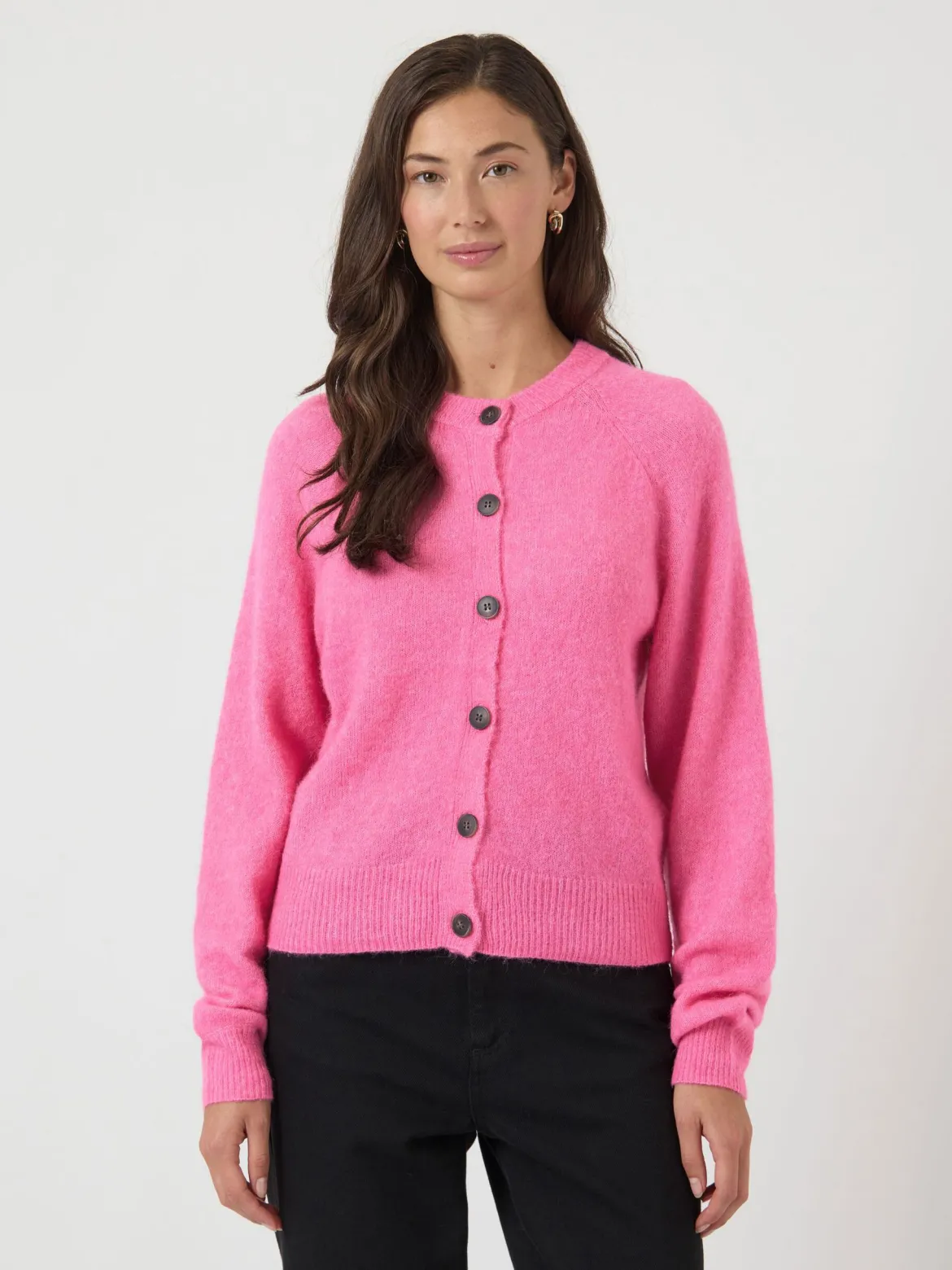 Y.A.S naisten neuletakki YASJOHI Wool Blend Knitted Cardigan, Begonia Pink