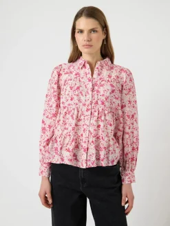 Y.A.S naisten paitapusero YASPALA LS Shirt, pinkki kuosi