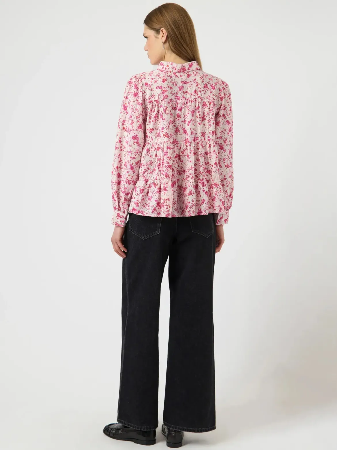 Y.A.S naisten paitapusero YASPALA LS Shirt, pinkki kuosi
