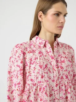 Y.A.S naisten paitapusero YASPALA LS Shirt, pinkki kuosi