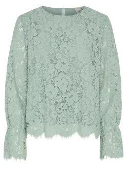 Y.A.S naisten paita, YASPERLA LS LACE TOP S Vaaleanvihreä
