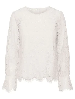 Y.A.S naisten paita, YASPERLA LS LACE TOP S Luonnonvalkoinen