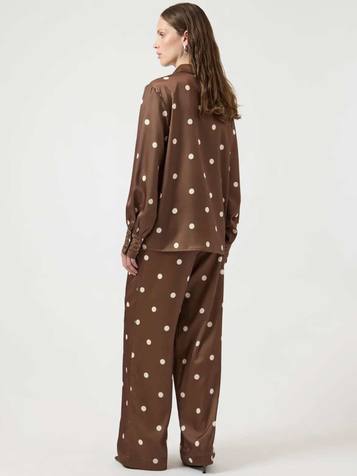 Y.A.S naisten Suorat housut Yaspella Hw Trousers, Pinecone Ecru Dots