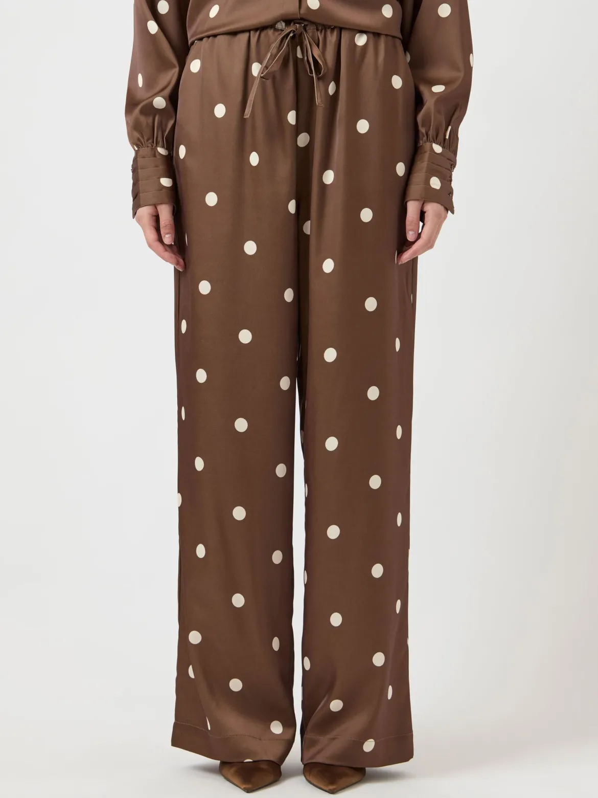 Y.A.S naisten Suorat housut Yaspella Hw Trousers, Pinecone Ecru Dots