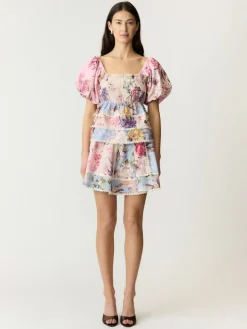 Y.A.S naisten toppi YasMessa SS Smock Top, Pristine W. Ballerin