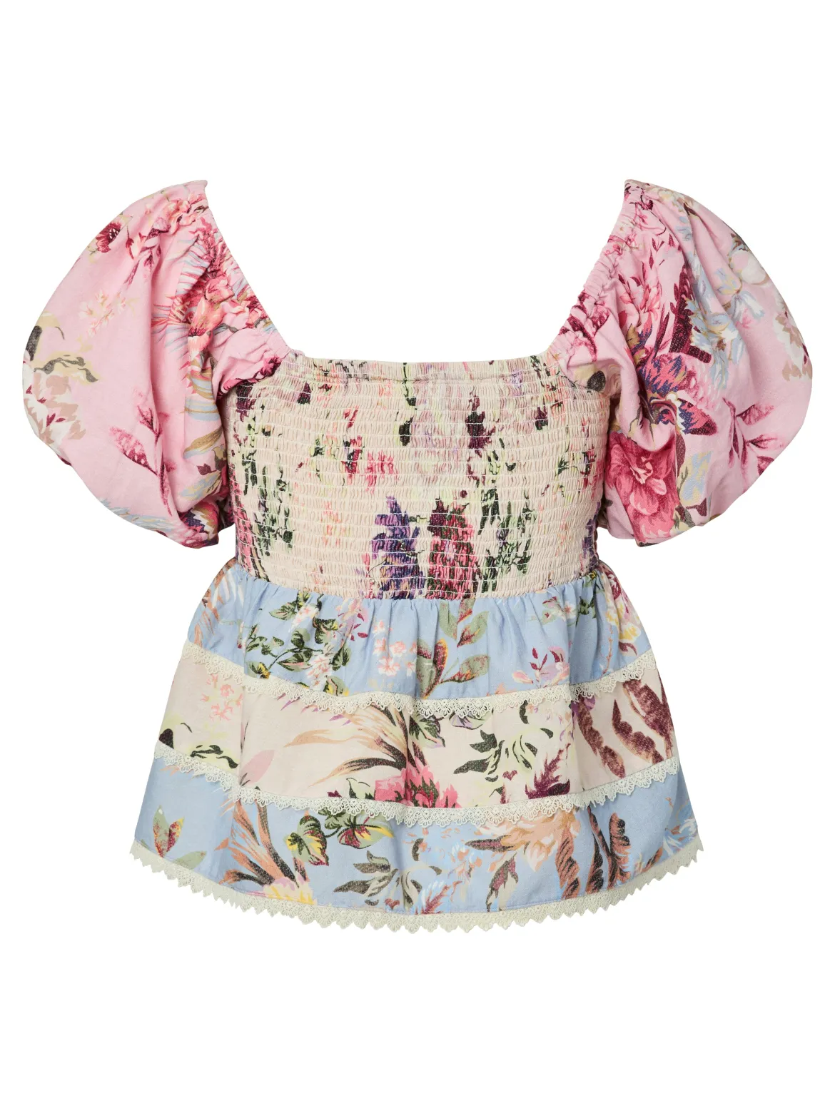 Y.A.S naisten toppi YasMessa SS Smock Top, Pristine W. Ballerin